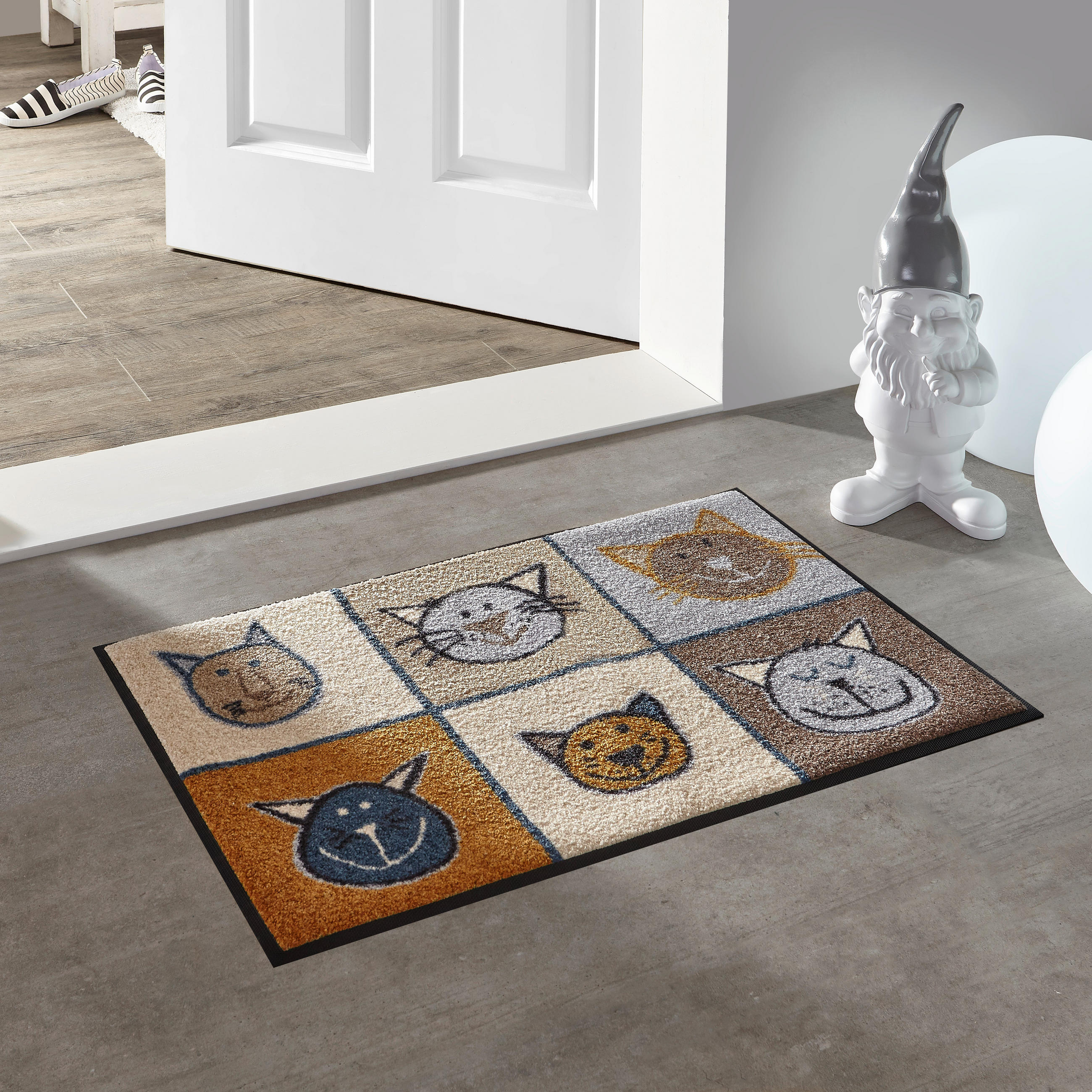 FUßMATTE  50/75 cm  Braun, Multicolor, Beige  - Beige/Multicolor, Basics, Kunststoff/Textil (50/75cm) - wash+dry