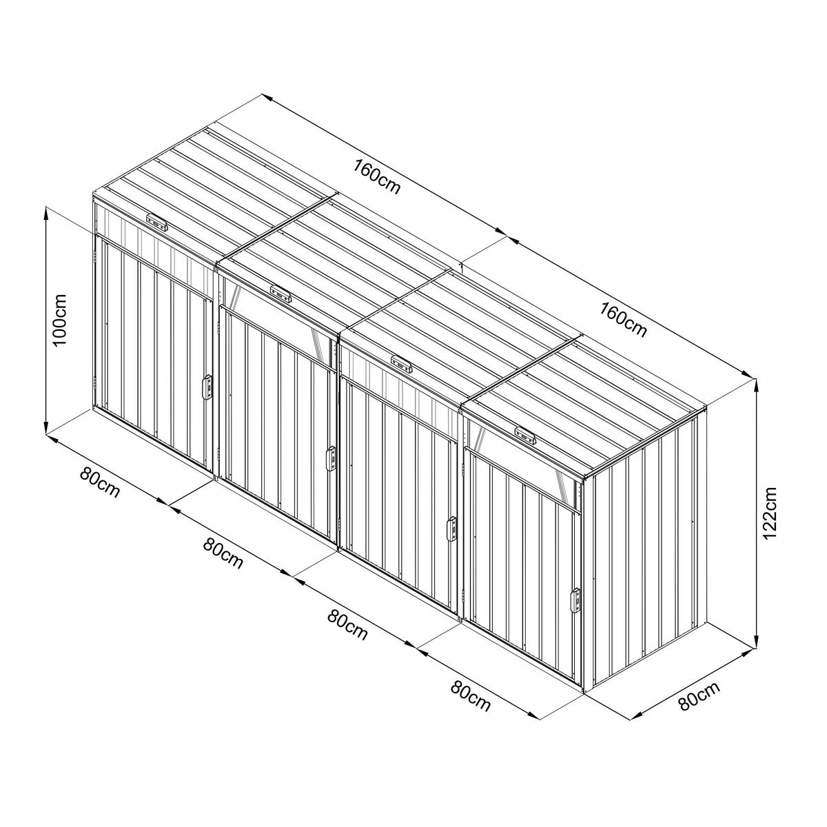 MÜLLTONNENBOX - Anthrazit, KONVENTIONELL, Metall (80/122/320cm) - Ambia Garden