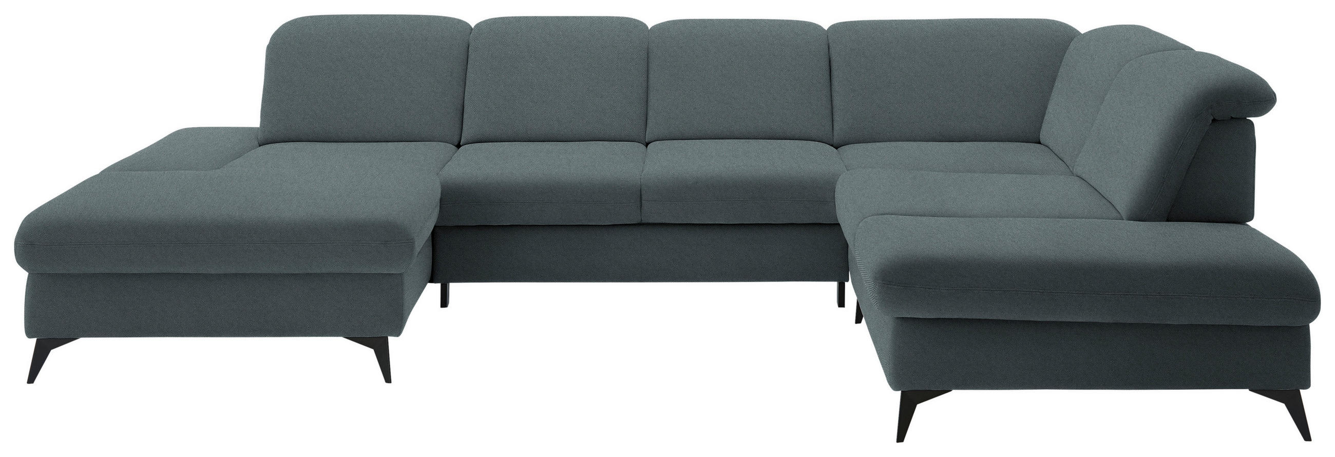 WOHNLANDSCHAFT  in Chenille Blau  - Blau/Schwarz, Design, Textil/Metall (198/364/255cm) - Beldomo Style