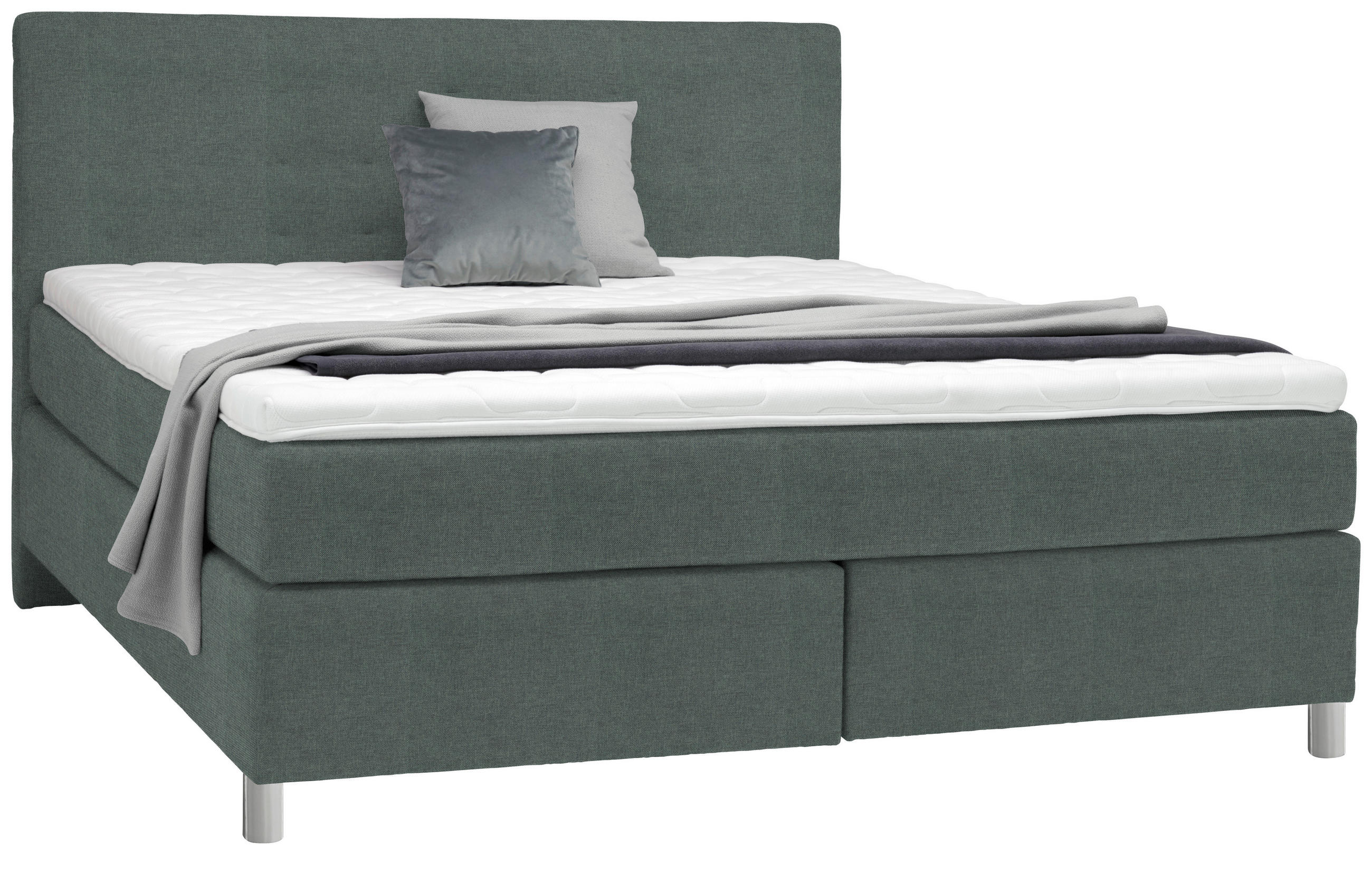 BOXSPRINGBETT 180/200 cm  in Grün  - Chromfarben/Grün, Konventionell, Kunststoff/Textil (180/200cm) - Voleo