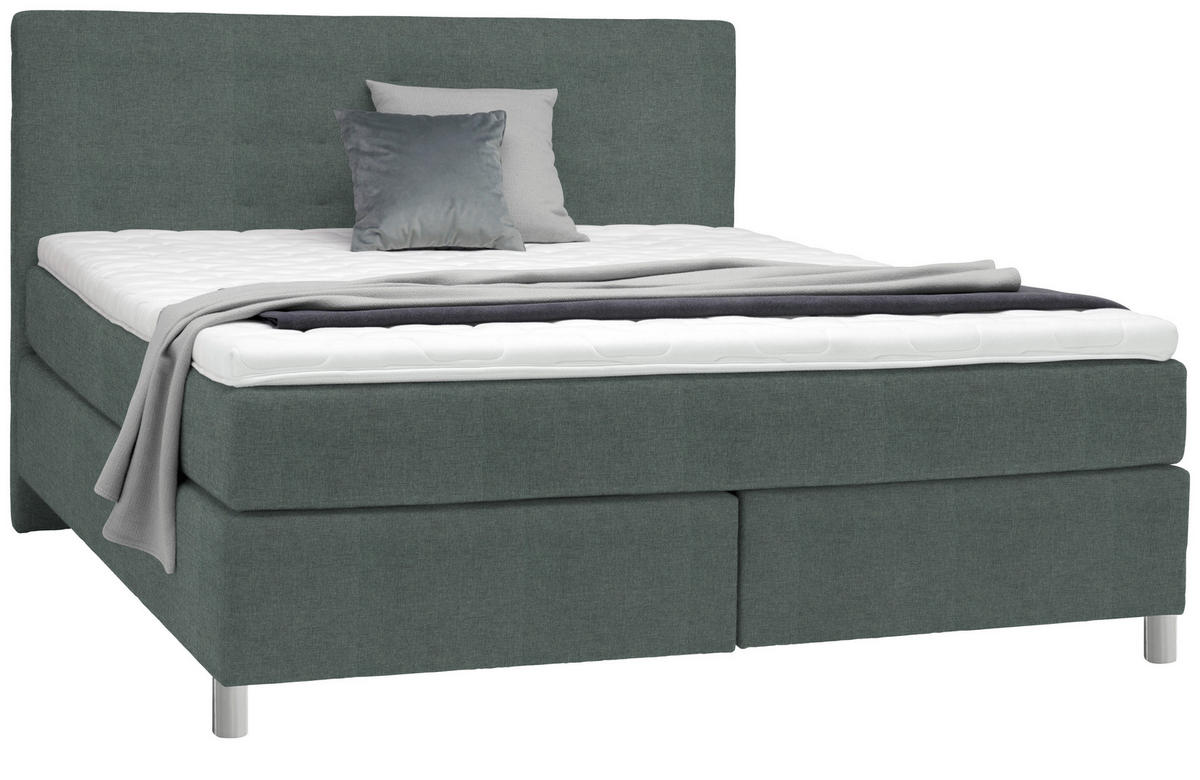 BOXSPRINGBETT 160/200 cm  in Grün  - Chromfarben/Grün, Konventionell, Kunststoff/Textil (160/200cm) - Voleo
