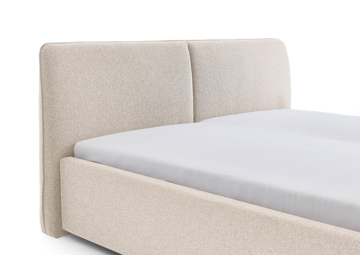 POLSTERBETT 180/200 cm,  in Beige,  - Beige/Schwarz, Design, Holz/Textil (180/200cm) - Stylife