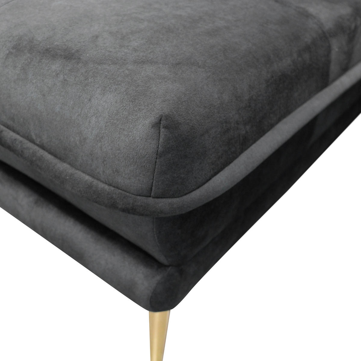 ECKSOFA Anthrazit Velours  - Anthrazit/Goldfarben, Design, Textil/Metall (196/264cm) - MID.YOU