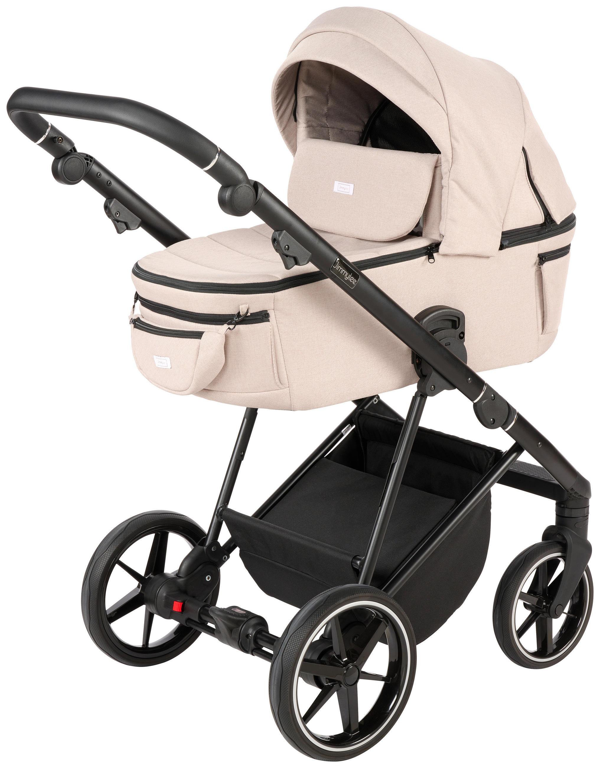 KINDERWAGENSET    - Taupe/Schwarz, Basics, Textil/Metall (57,5/116/101cm) - Jimmylee