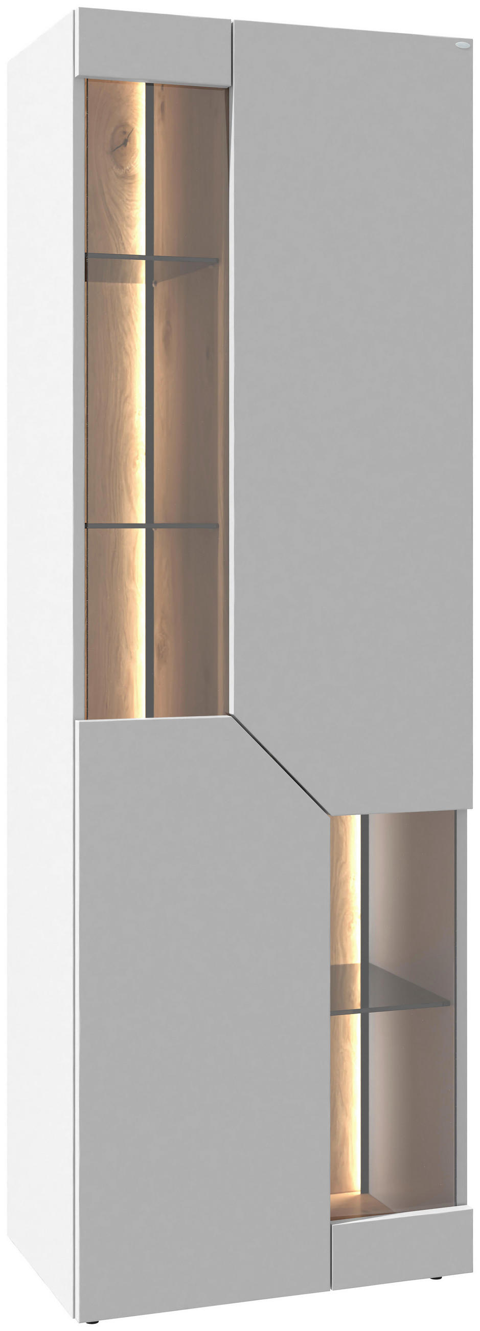 VITRINE Weiss, Wildeiche  63,8/194/42,6 cm  - Wildeiche/Weiss, Design, Glas/Holz (63,8/194/42,6cm) - Voglauer