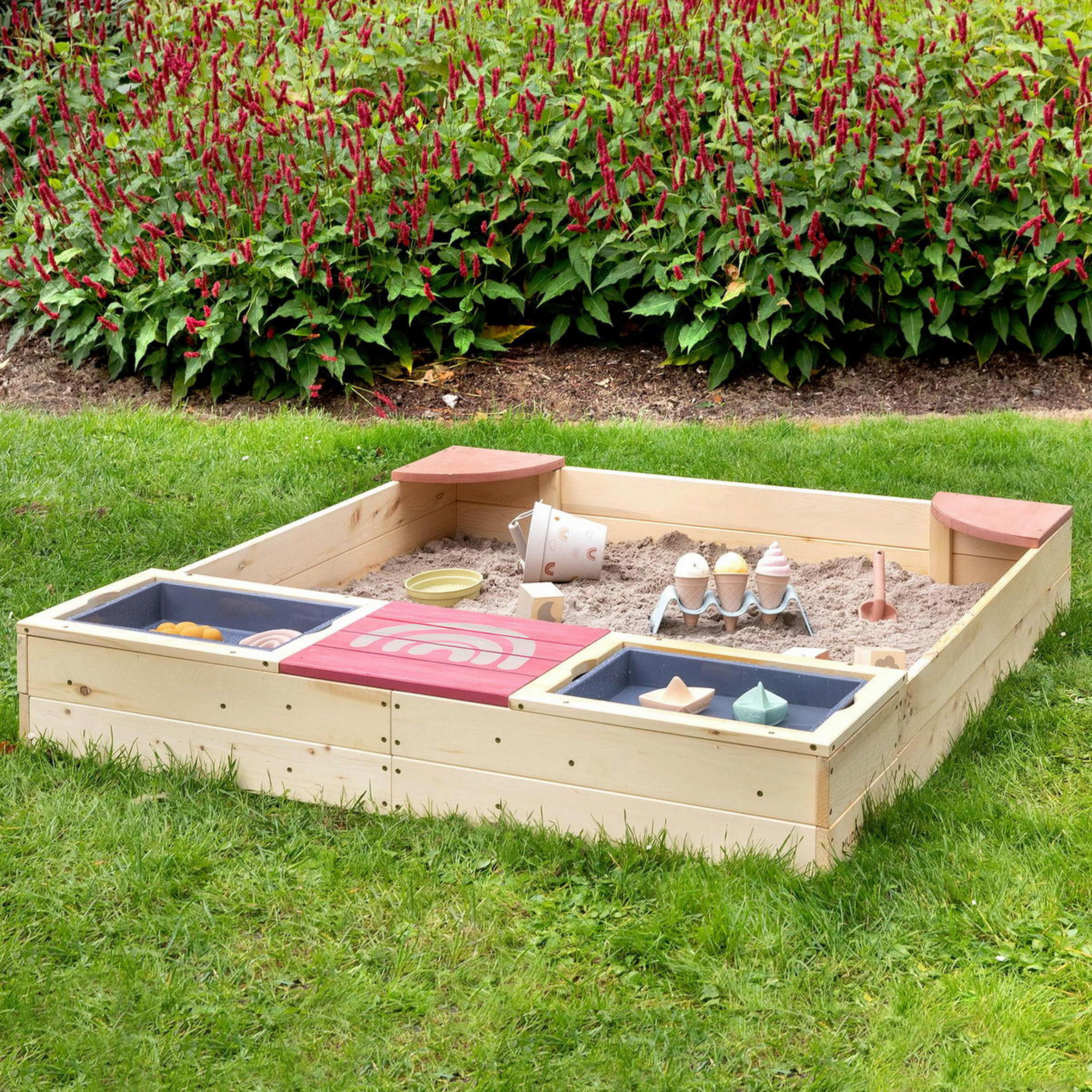 SANDKASTEN 135/125/20 cm  - Rosa/Naturfarben, Basics, Holz (135/125/20cm) - MUDDY BUDDY
