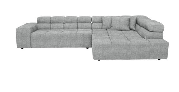 ECKSOFA  in Velours Hellgrau  317/213 cm  - Hellgrau/Schwarz, Design, Kunststoff/Textil (317/213cm) - Hom`in