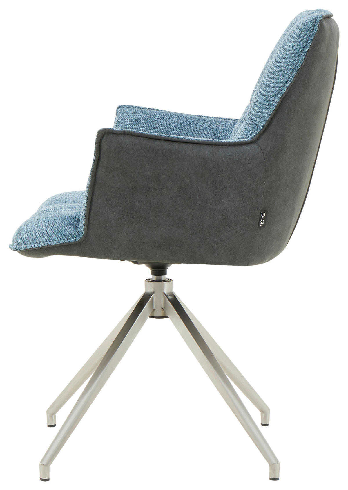 STOLIČKA S PODRÚČKAMI, ušľachtilá oceľ, mikrovlákno, vzhľad ľanu, antracitová, modrá - modrá/čierna, Design, kov/textil (59/89,5/63cm) - Novel