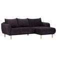 ECKSOFA Dunkelgrau Flachgewebe  - Dunkelgrau/Buchefarben, KONVENTIONELL, Holz/Textil (230/144cm) - Carryhome