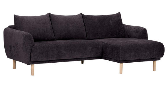 ECKSOFA Dunkelgrau Flachgewebe - Dunkelgrau/Buchefarben, KONVENTIONELL, Holz/Textil (230/144cm) - Carryhome