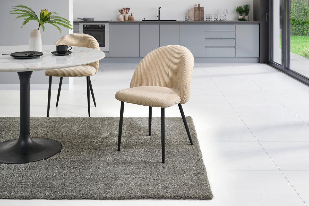 STUHL   Cord  - Beige/Schwarz, Basics, Textil/Metall (52/82/58cm) - Livetastic