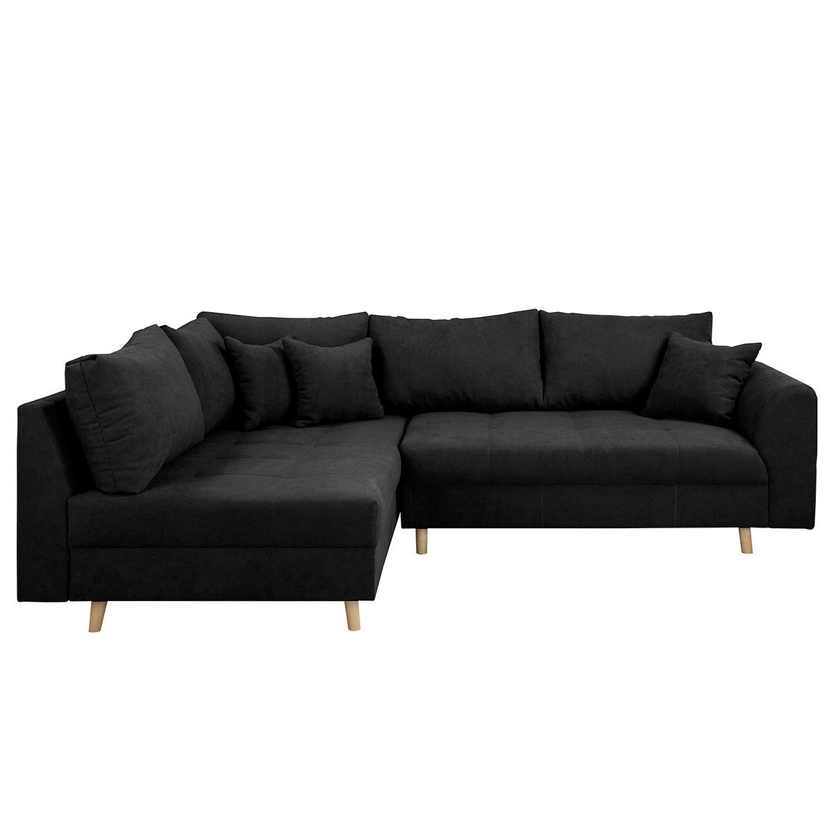ECKSOFA Ariella Schwarz Mikrofaser Rückenkissen  - Schwarz/Naturfarben, Design, Holz/Textil (161/231cm) - Livetastic