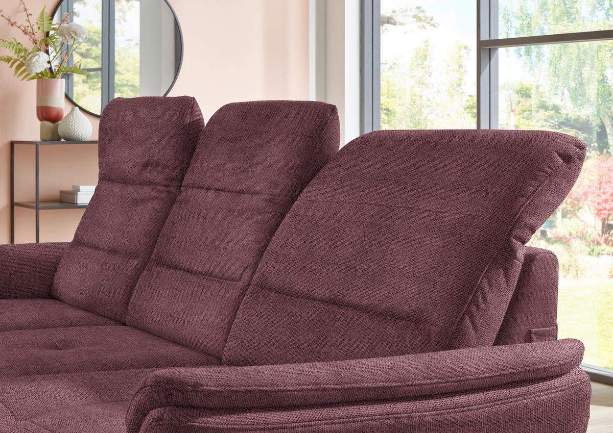 ECKSOFA in Flachgewebe Weinrot  - Weinrot/Schwarz, Konventionell, Textil/Metall (260/181cm) - Beldomo Speed