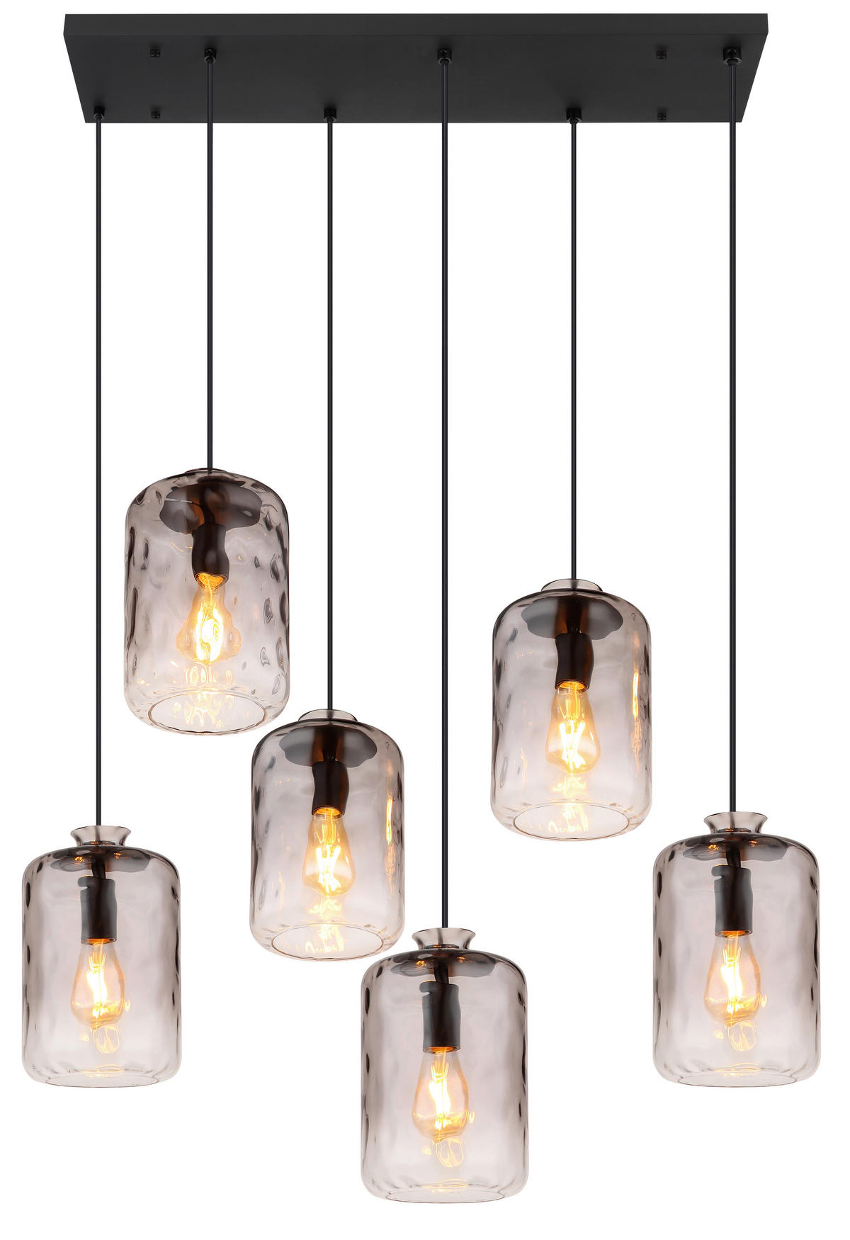 HÄNGELEUCHTE 94,5/39/150 cm    - Klar/Schwarz, Design, Glas/Metall (94,5/39/150cm) - Globo