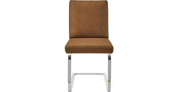 SCHWINGSTUHL in Stahl Mikrofaser - Hellbraun/Chromfarben, Design, Textil/Metall (46/92/60cm) - Dieter Knoll
