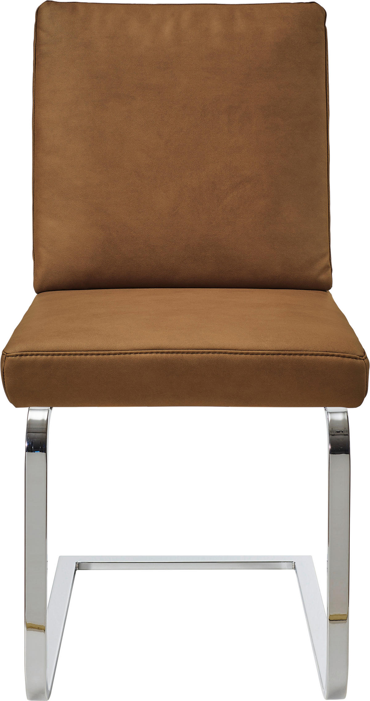SCHWINGSTUHL  in Stahl Mikrofaser  - Chromfarben/Hellbraun, Design, Textil/Metall (46/92/60cm) - Dieter Knoll