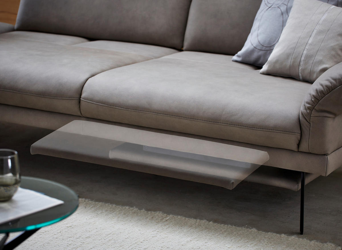 ECKSOFA in Echtleder Grau  - Anthrazit/Grau, Design, Leder/Metall (173/308cm) - Joop!