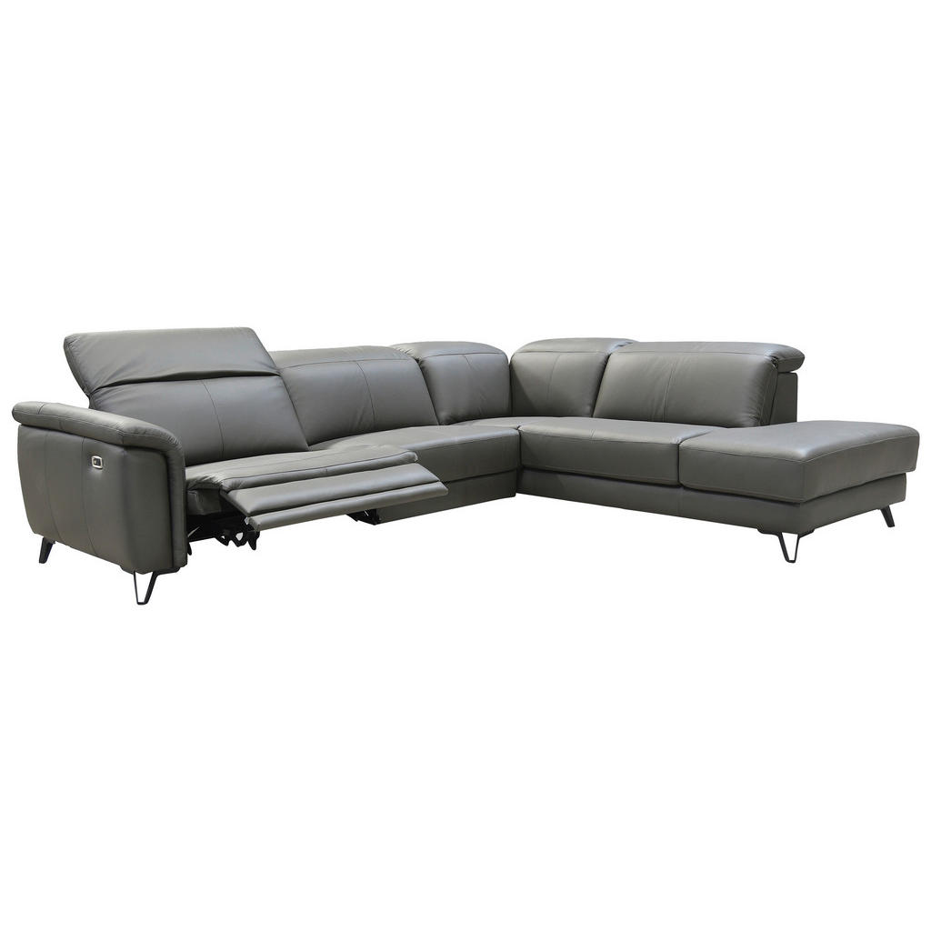 Thumbnail - Livetastic Ecksofa, Dunkelgrau, Leder, Echtleder, Rindleder, Kiefer, Kautschukholz, Meranti, Sperrholz, Hartholz, 5-Sitz...