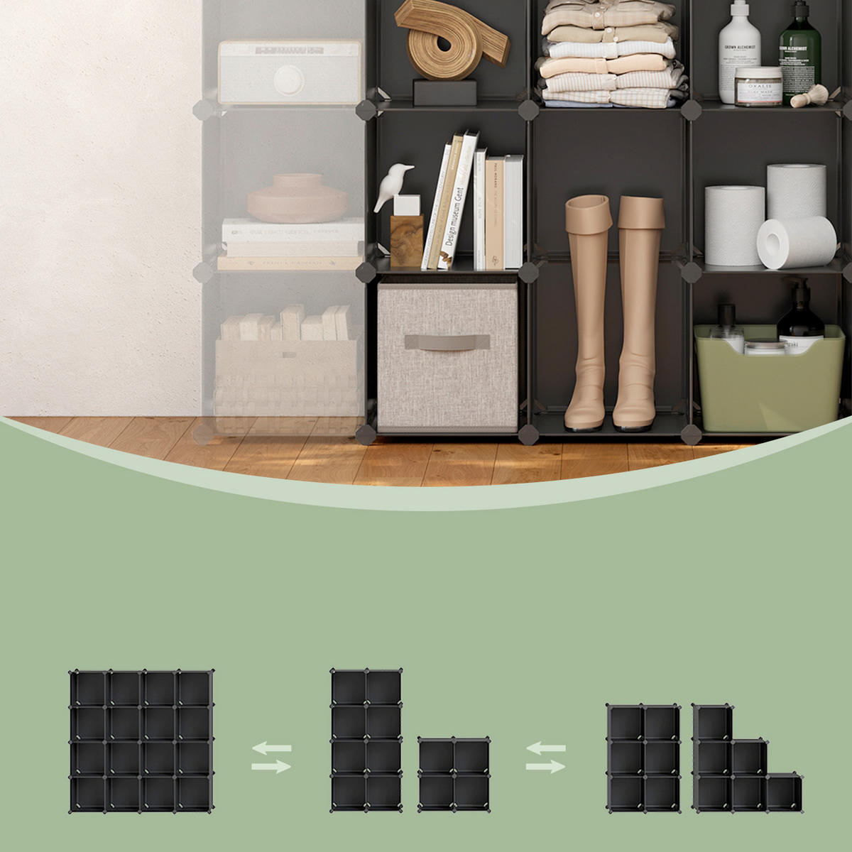 SCHUHREGAL Schwarz  - Schwarz, Trend, Kunststoff/Metall (123/123/31cm) - Boxxx