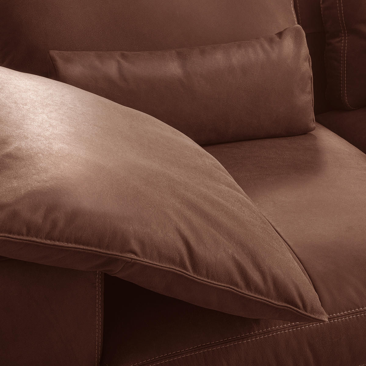 2-SITZER-SOFA  in Echtleder Braun   - Beige/Schwarz, Design, Leder/Kunststoff (240/85/123cm) - Livetastic