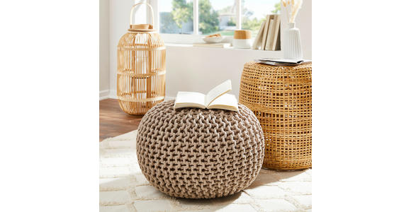 POUF Uni Beige 55/35 cm  - Beige, Trend, Textil (55/35cm) - Linea Natura