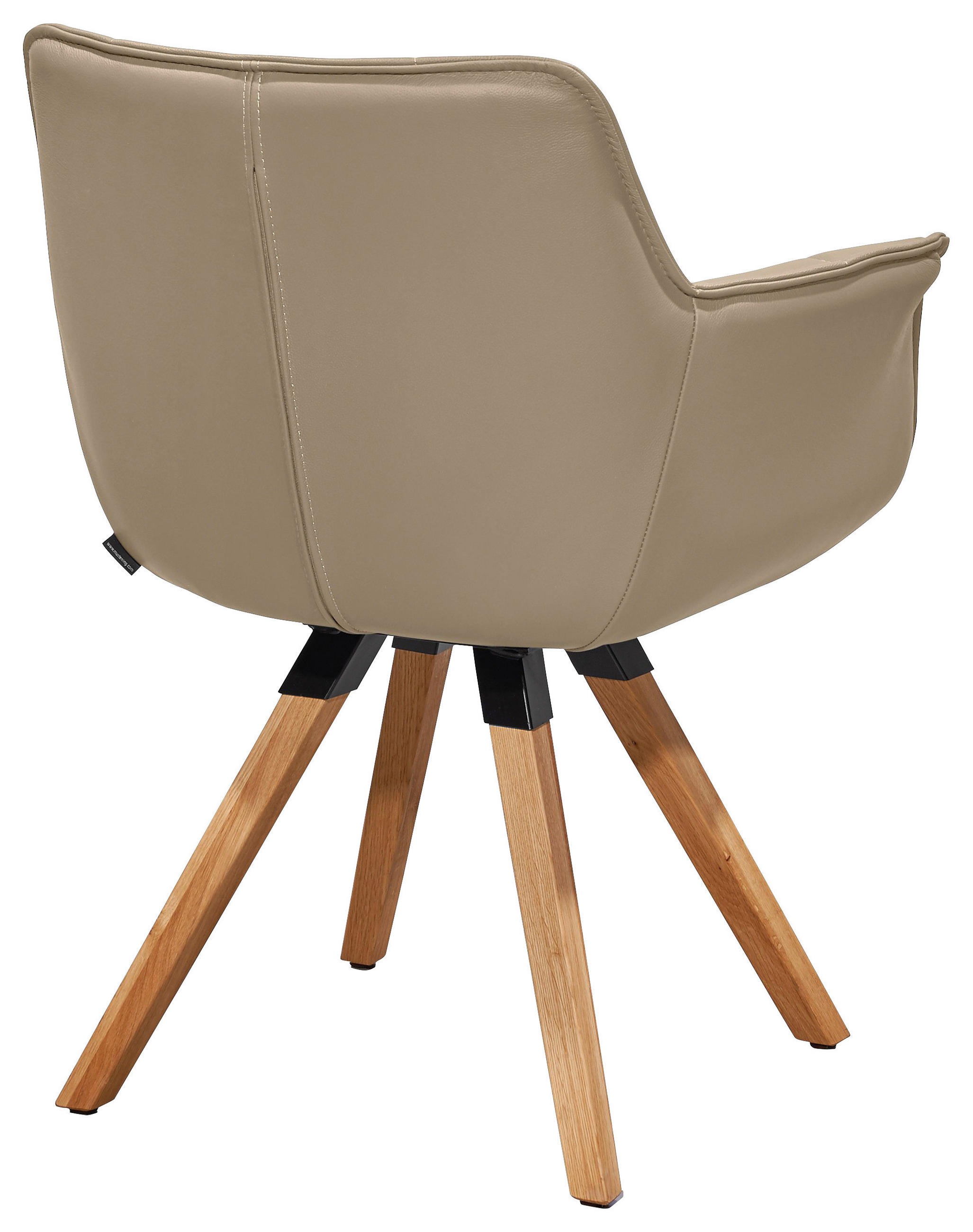 ARMLEHNSTUHL in Echtleder pigmentiert - Sandfarben/Eichefarben, Design, Leder/Holz (67/85/60cm) - Musterring