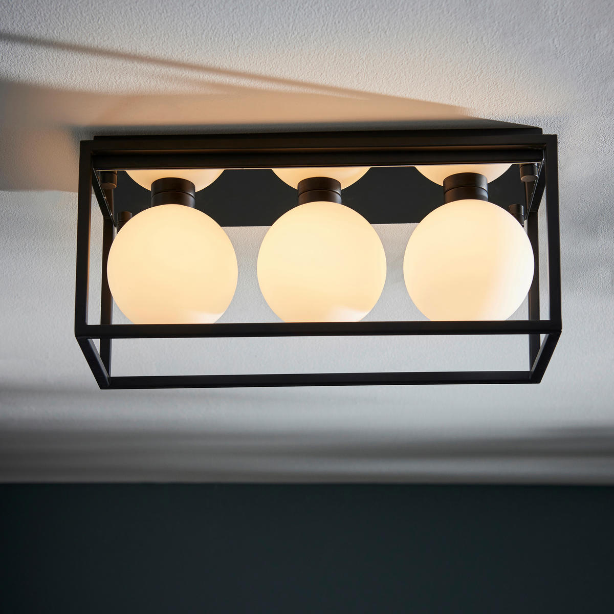 BADEZIMMER-DECKENLEUCHTE    42/16/19,5 cm  - Silberfarben/Opal, KONVENTIONELL, Glas (42/16/19,5cm) - ENDON