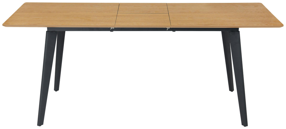 AUSZIEHTISCH Schwarz, Eichefarben rechteckig  ausziehbar  - Eichefarben/Schwarz, Design, Holzwerkstoff/Metall (160-200/90/76cm) - MID.YOU