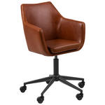 DREHSTUHL Lederlook Braun, Schwarz  - Schwarz/Braun, Design, Kunststoff/Textil (58/85-95/58cm) - Carryhome