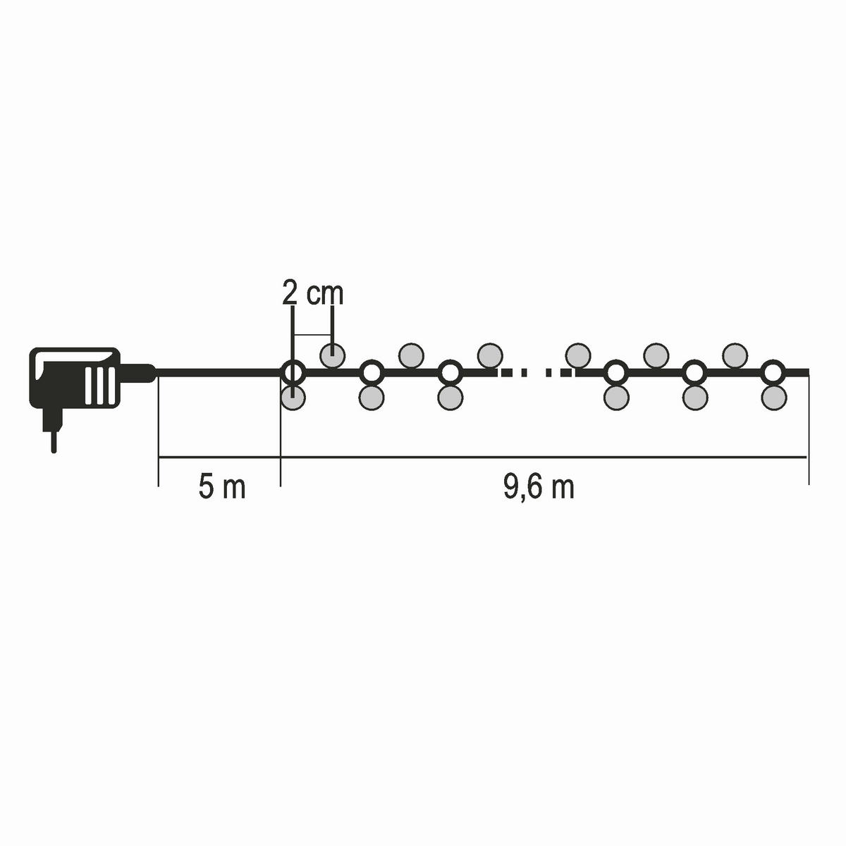 FÉNYFÜZÉR - fehér, Basics, műanyag (960cm)