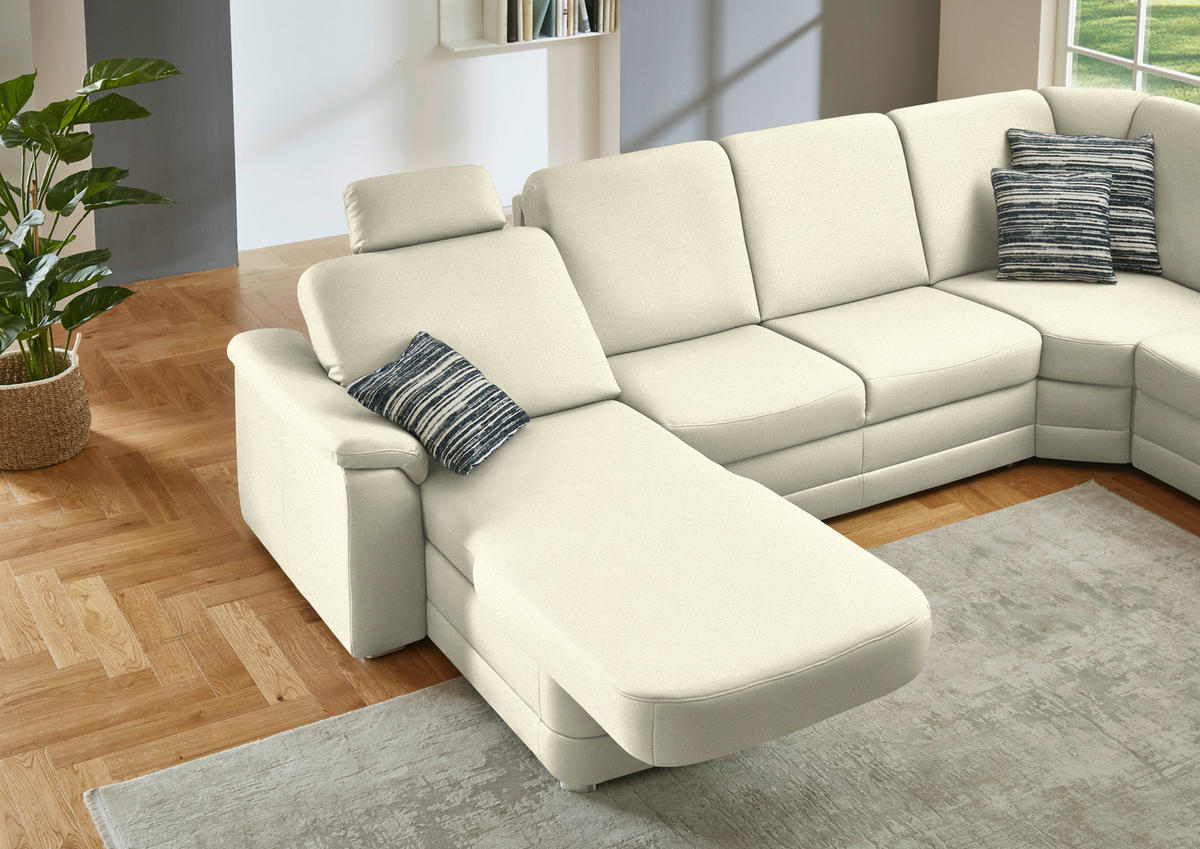 WOHNLANDSCHAFT  in Chenille Beige  - Beige/Alufarben, KONVENTIONELL, Holz/Textil (160/329/235cm) - Beldomo Comfort