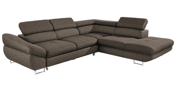 ECKSOFA in Webstoff Graubraun  - Graubraun, Design, Textil/Metall (280/235cm) - Hom`in