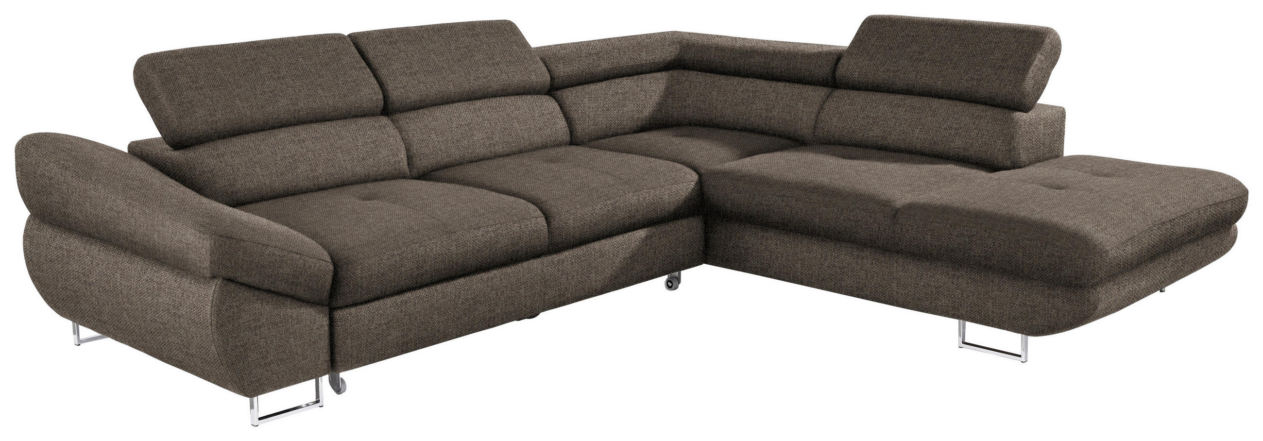 ECKSOFA in Webstoff Graubraun  - Graubraun, Design, Textil/Metall (280/235cm) - Hom`in