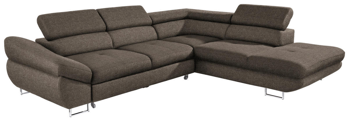 ECKSOFA in Webstoff Graubraun  - Graubraun, Design, Textil/Metall (280/235cm) - Hom`in