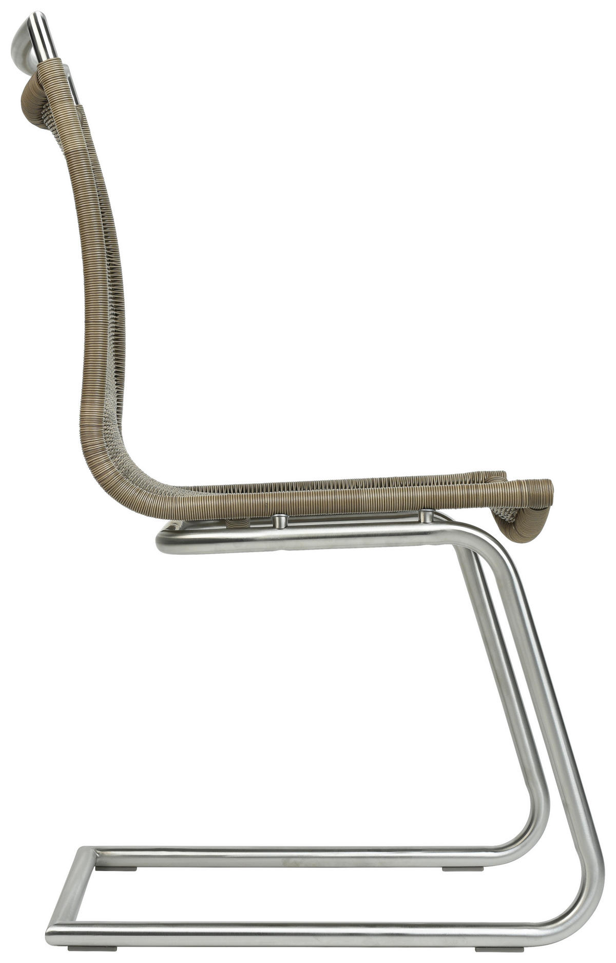 SCHWINGSTUHL  in Edelstahl, Stahl matt, Struktur  - Hellbraun/Edelstahlfarben, Design, Kunststoff/Metall (44/96/64cm) - Valdera