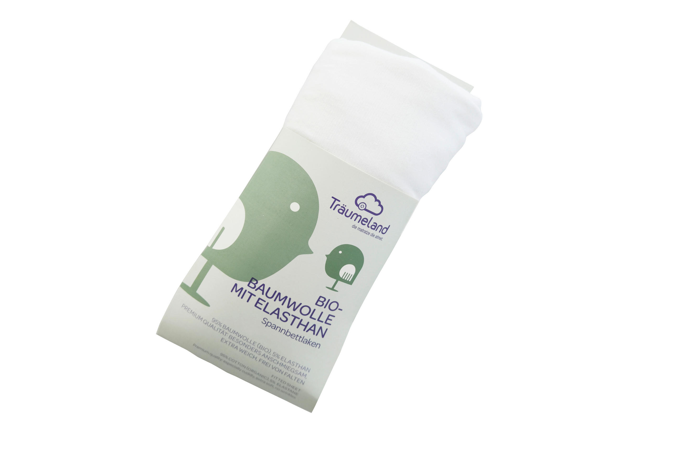 Träumeland Kinderspannbetttuch Bio-Baumwolle mit Elasthan Weiß 70x140 cm