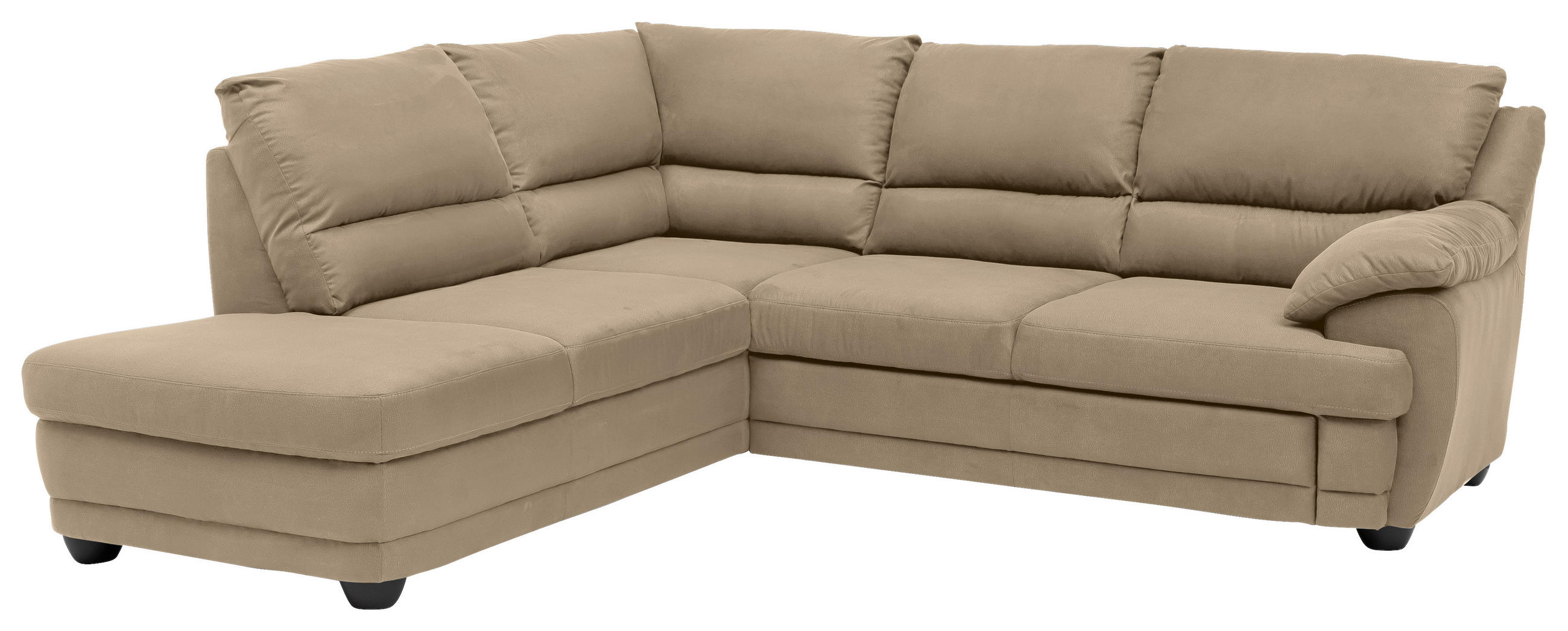 ECKSOFA Sandfarben Chenille Rücken echt  - Sandfarben, Design, Kunststoff/Textil (225/245cm) - Livetastic