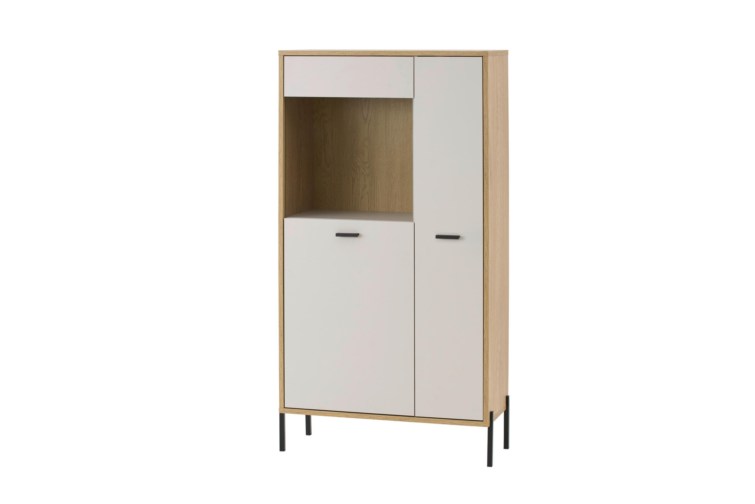 VITRINE  in Eichefarben, Kaschmir - Kaschmir/Eichefarben, Design, Glas/Holzwerkstoff (80/150/35cm) - MID.YOU