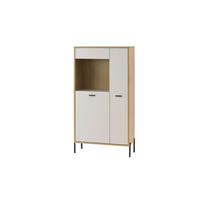 VITRINE  in Eichefarben, Kaschmir - Kaschmir/Eichefarben, Design, Glas/Holzwerkstoff (80/150/35cm) - MID.YOU