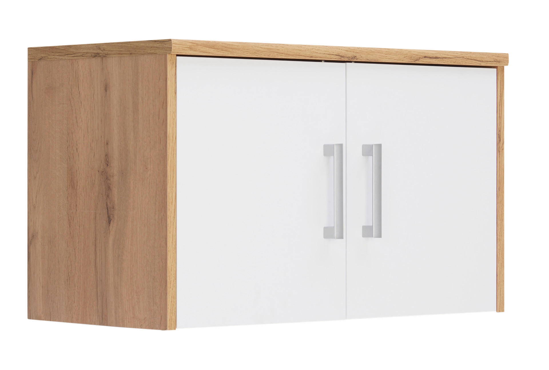AUFSATZSCHRANK Weiß, Eichefarben - Eichefarben/Silberfarben, Basics, Kunststoff (72/43/36cm) - Xora