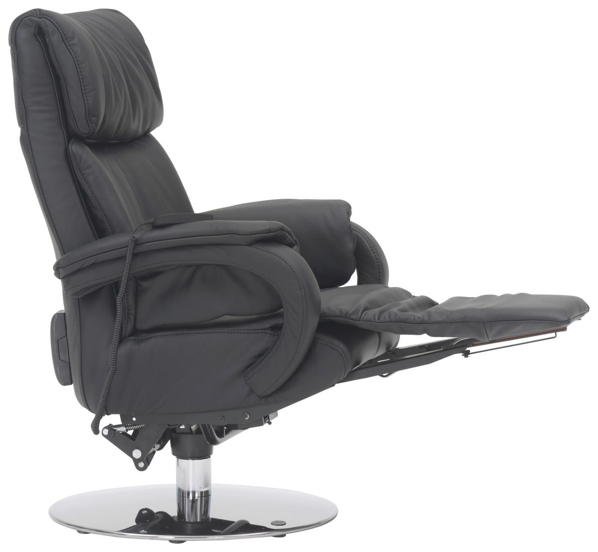 RELAXSESSEL in Leder Schwarz  - Chromfarben/Schwarz, Design, Leder/Metall (72/98/85cm) - Himolla