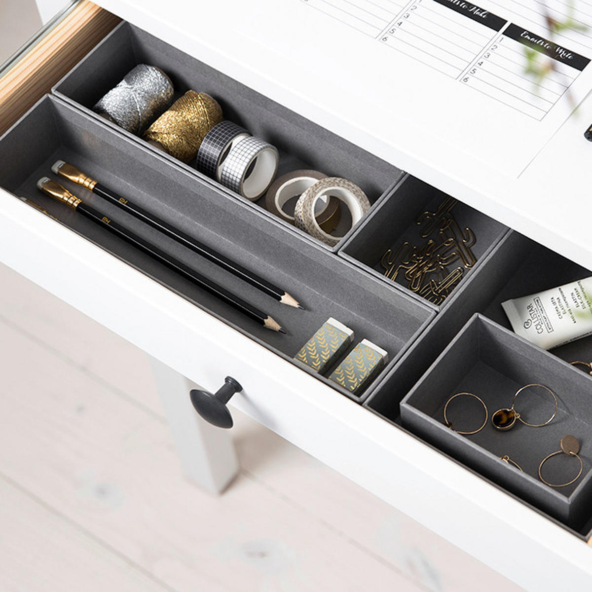 SCHUBLADENBOX 30/30/5 cm  - Grau, Basics, Karton/Papier (30/30/5cm)