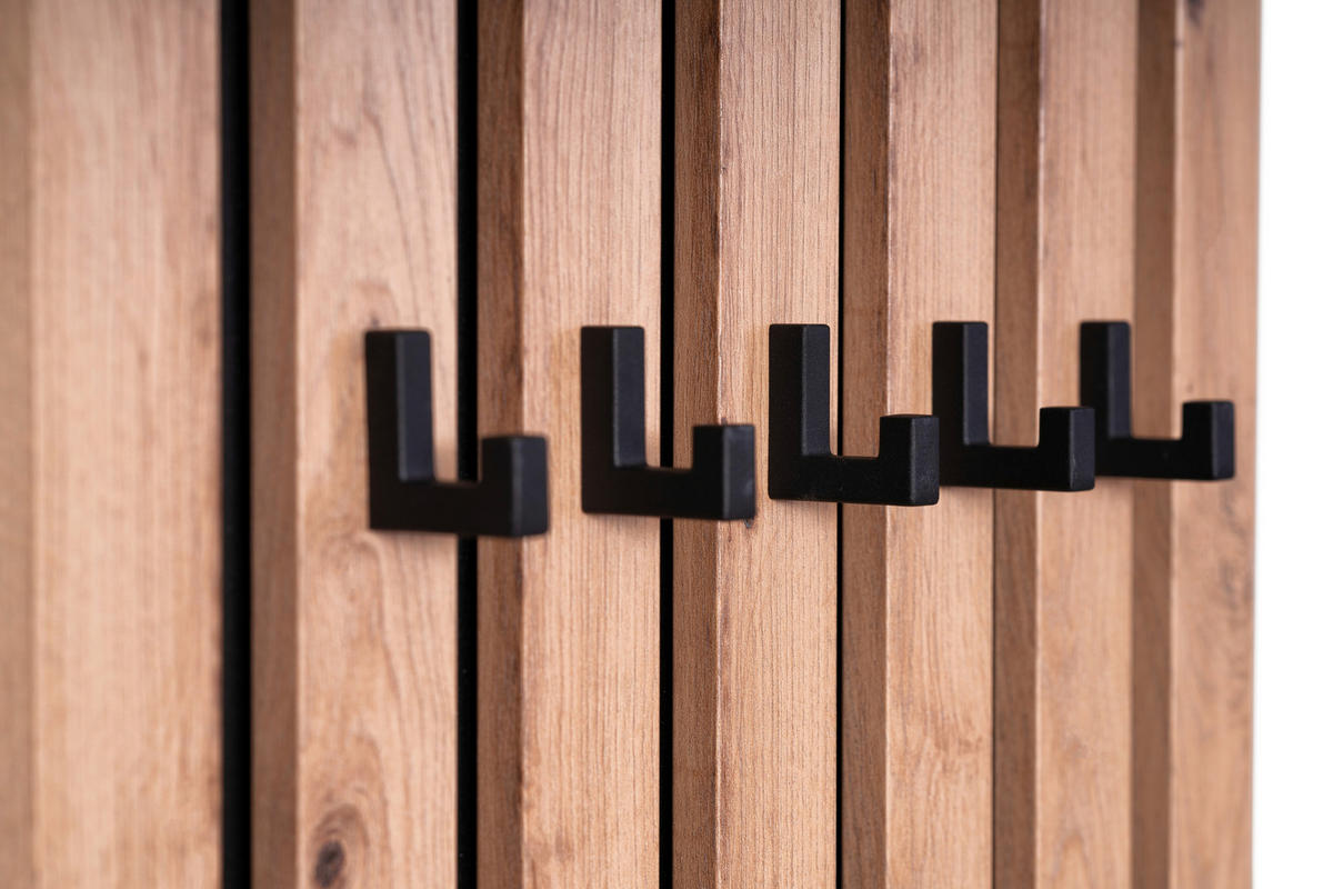 WANDGARDEROBE  in Schwarz, Eiche Artisan  - Schwarz/Eiche Artisan, Design, Holzwerkstoff (45/90/4cm) - Xora