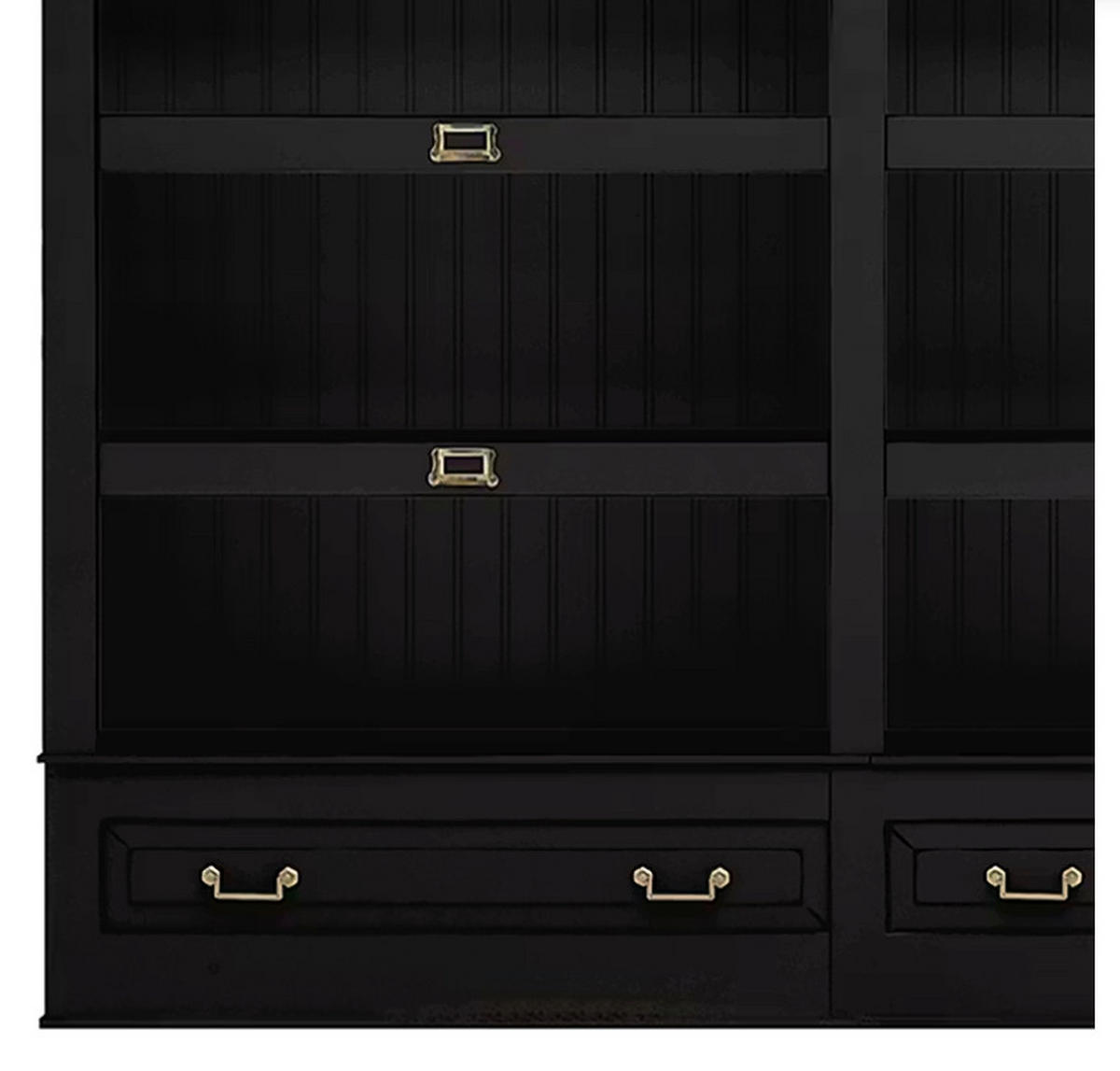 BÜCHERWAND Pinie massiv Schwarz  - Schwarz/Bronzefarben, LIFESTYLE, Holz/Metall (214/238,5/46,5cm) - Livetastic