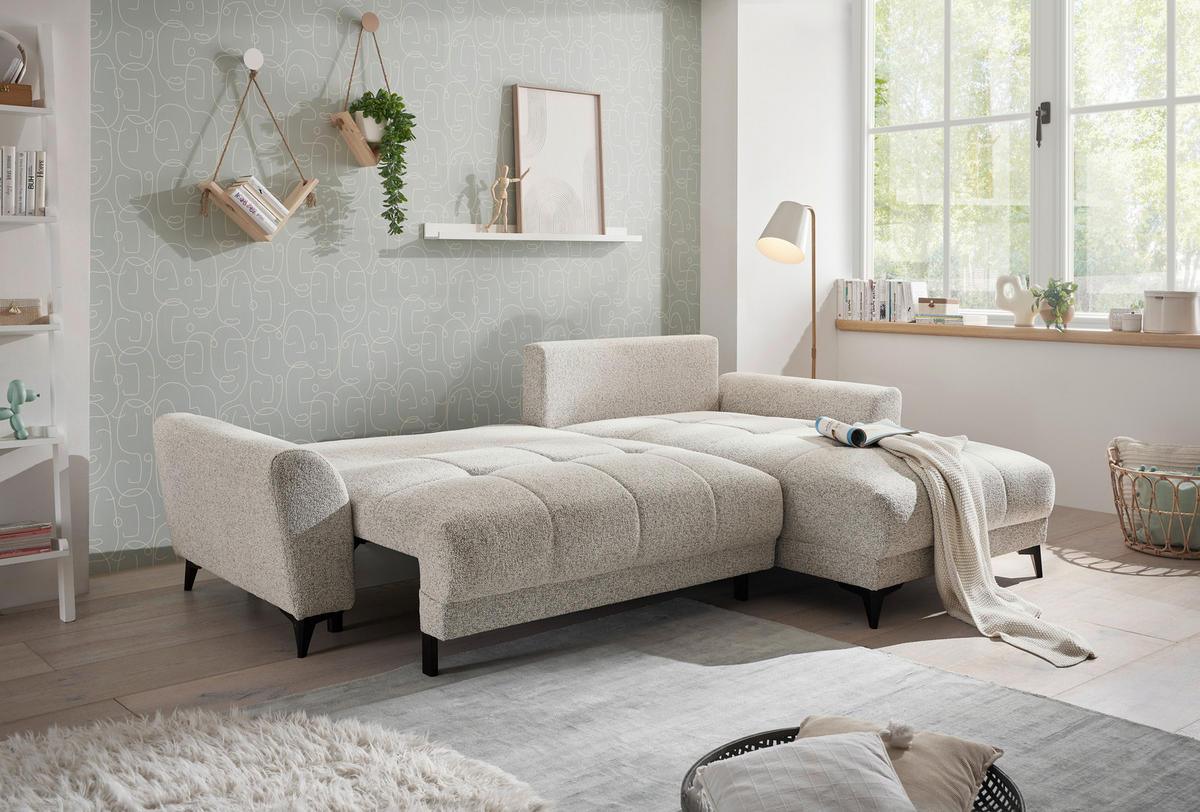 ECKSOFA in Webstoff Hellbraun  281/189 cm  - Hellbraun/Schwarz, MODERN, Kunststoff/Textil (281/189cm) - Carryhome