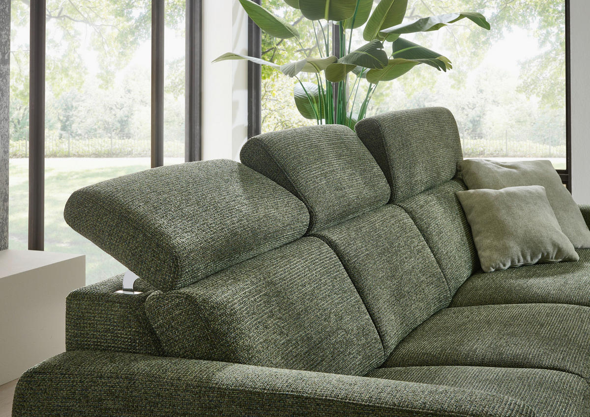 ECKSOFA Grün Chenille  - Schwarz/Grün, KONVENTIONELL, Textil/Metall (300/177cm) - Valdera