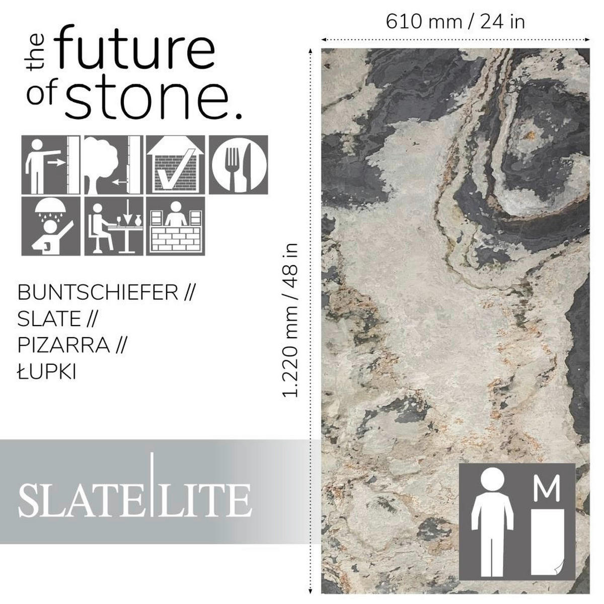 WANDPANEEL Anthrazit, Grau, Schwarz, Sandfarben, Dunkelgrau, Beige  - Sandfarben/Dunkelgrau, Basics, Kunststoff/Stein (122/61cm)