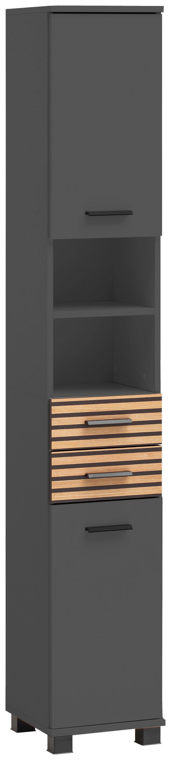 Stylife Hochschrank Katta Anthrazit, Eiche 30.3x180.9x32.6 cm