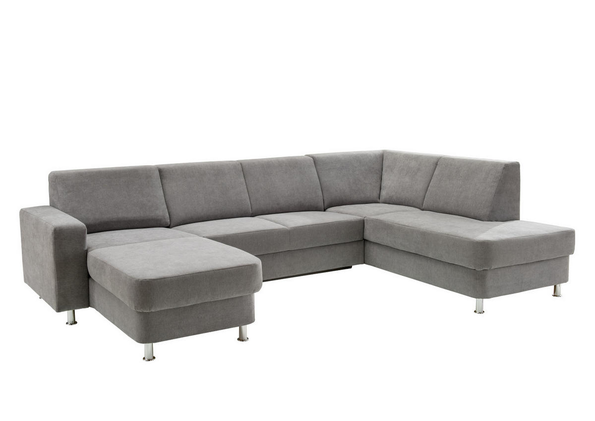 SEDEŽNA GARNITURA, šenilja siva  - barve kroma/siva, Design, umetna masa/tekstil (165/301/198cm) - Xora