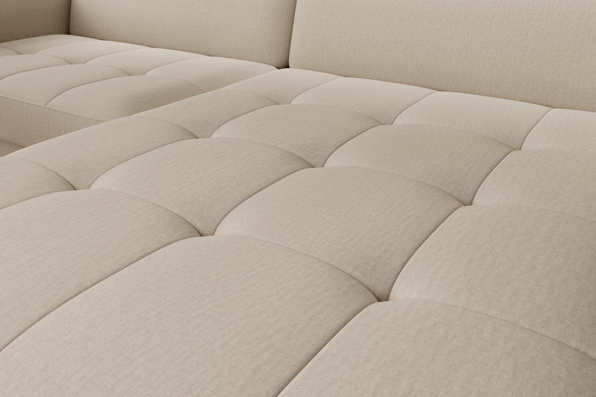 ECKSOFA in Velours Creme  228/165 cm  - Creme/Schwarz, Design, Textil/Metall (228/165cm) - MID.YOU